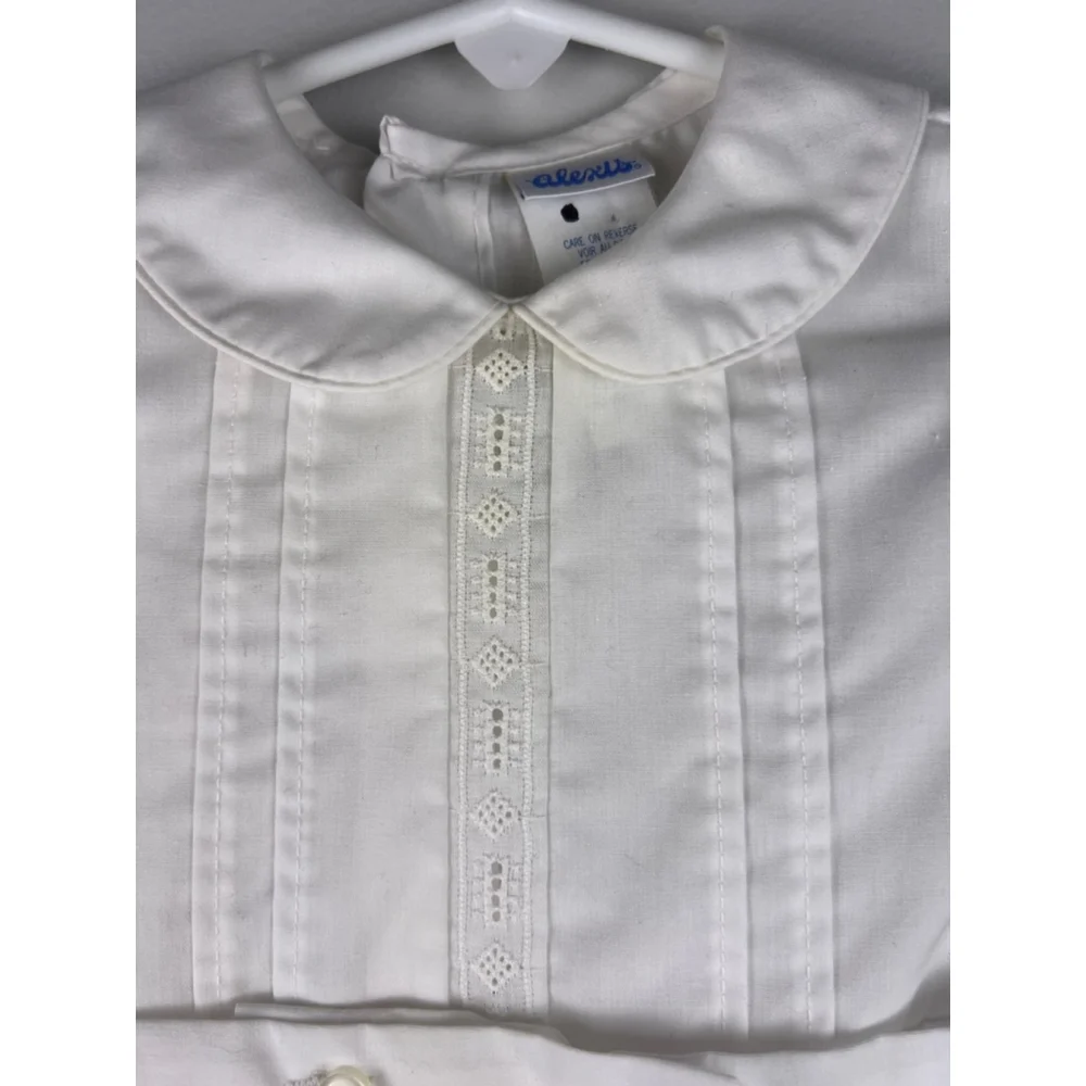 Alexis Baby White Romper & Hat Set 12 Months Peter Pan Collar Lace Christening